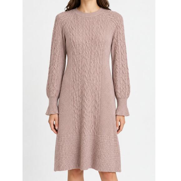 None and/or Unknown Dresses & Skirts - Cable Knit Sweater Dress Women Blush Pink Size S Cottagecore Cozy Chic Soft Girl